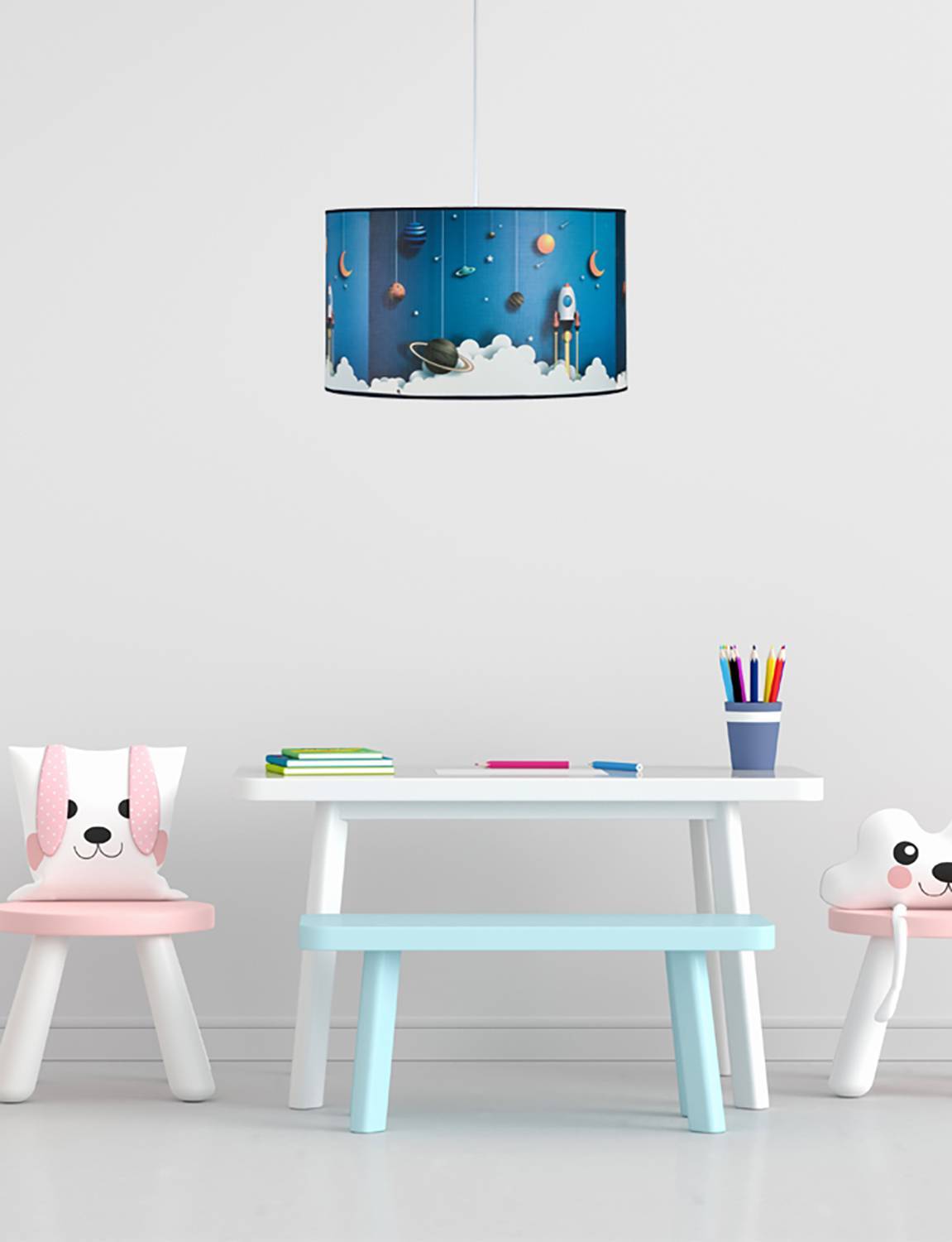 Φωτιστικό μονόφωτο παιδικό αμπαζούρ  πύραυλος Ε27 Φ40